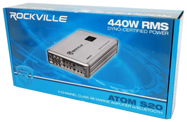 Rockville ATOM S20 Marine Bluetooth Amplifier 1600w 4 Channel/Volt Meter+PA Mic - MadeInUSA - Image 12