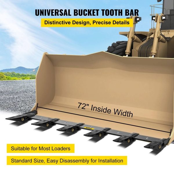 VEVOR Bucket Tooth Bar 60'' Inside Bucket Width Tractor Bucket Teeth 9.84'' Teeth Space Tooth Bar for Loader Bucket 23TF Bolt on Tooth Bucket - MadeInUSA - Image 9