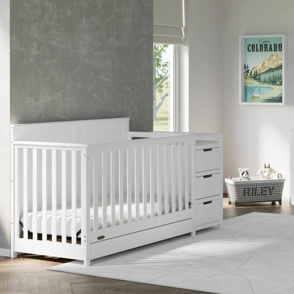 Graco Hadley 4-in-1 Convertible Crib and Changer with Drawer (White) - MadeInUSA - Image 4