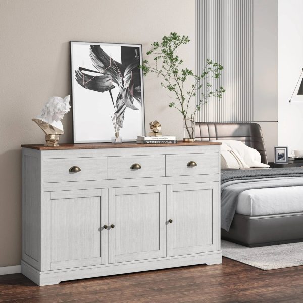 Homfa Sideboard Storage Cabinet with 3 Drawers & 3 Doors, 47.2'' Wide - MadeInUSA - Image 3