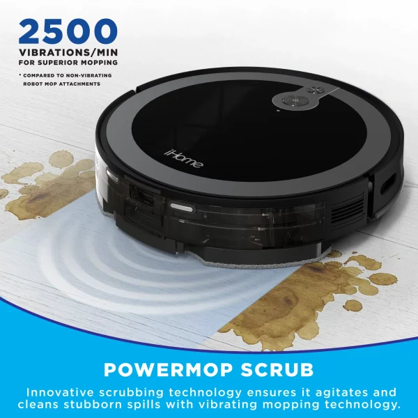 iHome AutoVac Luna 2-in-1 Front LIDAR Robot Vacuum and Vibrating Mop, Strong Suction - MadeInUSA - Image 3