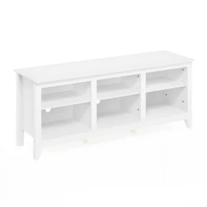 Jensen TV Entertainment Center for TV up to 65 in., Solid White - MadeInUSA