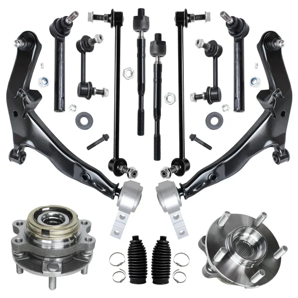 Detroit Axle - 14pc Front End Control Arms Kit for 2003-2004 Nissan Murano, Lower Control Arms & Ball Joint Tie Rods Wheel Bearing Hubs Boot Front and Rear Sway Bars Replacement - MadeInUSA