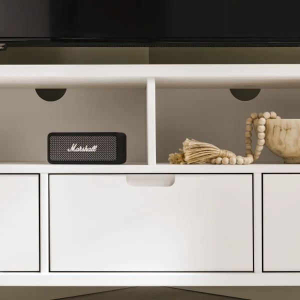 Walker Edison Modern 3-Drawer Solid Wood Corner TV Stand, White - MadeInUSA - Image 6