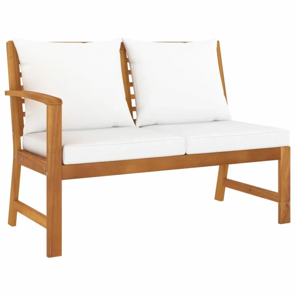 Anself Outdoor Bench with Cushion and Right Armrest Patio Porch Chair Acacia Wood for Backyard, Balcony, Park, Lawn, School Playground, College 45.1 x 23.8 x 31.9 Inches (W x D x H) - MadeInUSA