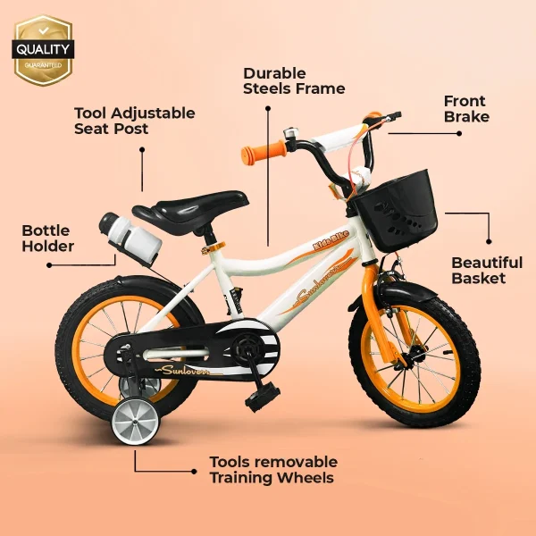 SUNLOVERR Orange Comet Boys Bike for Toddlers and Kids Ages 3-5 Years Old, 12 Inch Kids Bike with Training Wheels & Basket, Boy Bicycle with Handbrake. - MadeInUSA - Image 2