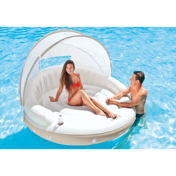 Intex Inflatable Canopy Island Float Lounge, 78.5 x 59 - MadeInUSA - Image 3
