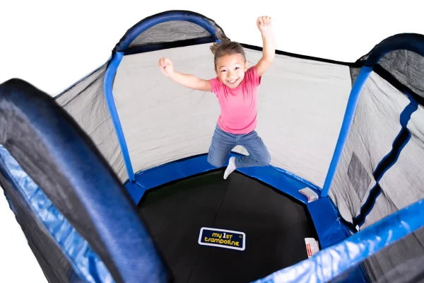 Bounce Pro 7-Foot My First Trampoline Hexagon (Ages 3-10) for Kids, Blue/Green - MadeInUSA - Image 9