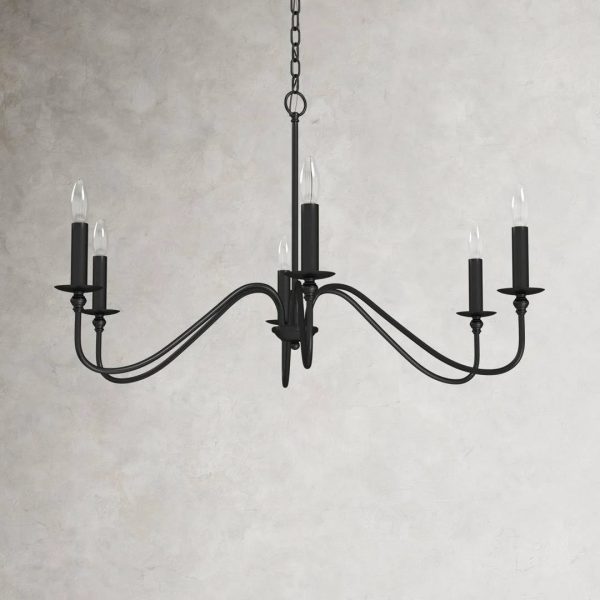 Ableton 6 - Light Candle Style Classic / Traditional Chandelier Birch Lane Finish: Matte Black, Size: 19" H x 36" W x 36" D - MadeInUSA - Image 3