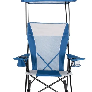 Ozark Trail Mesh Tension Rocking Camp Chair with Canopy, Blue and Grey, Detachable Rockers, Adult - MadeInUSA