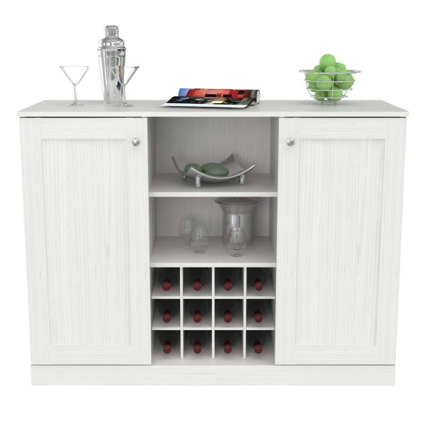 Inval Shaker-Style 4-Piece 95"W Buffet Storage Cabinet System, Washed Oak - MadeInUSA - Image 10