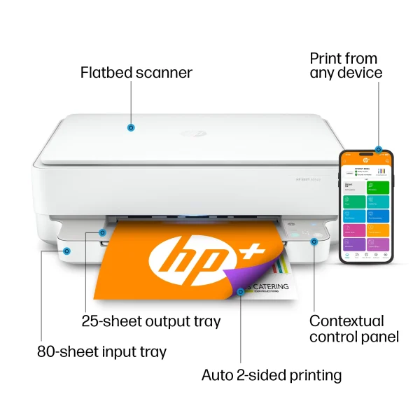 HP ENVY 6052e All-in-One Wireless Color Inkjet Photo Printer with 3 Months Instant Ink Incl with HP+ - MadeInUSA - Image 3