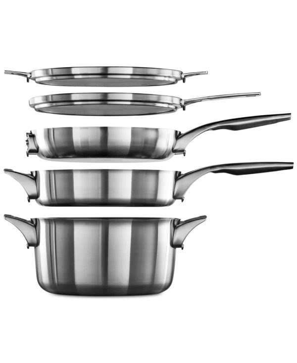 Calphalon Premier 10-pc. Space-Saving Stainless Steel Cookware Set - MadeInUSA - Image 4