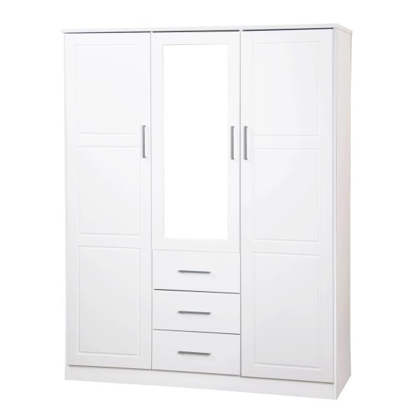 100% Solid Wood Cosmo 3-Door Wardrobe with Raised Panel Doors, Gray - Palace Imports 7115D - MadeInUSA - Image 3