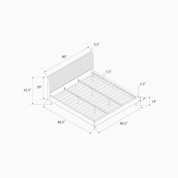 Mr. Kate Daphne Upholstered Modern Platform Bed - Ivory Velvet - Queen - MadeInUSA - Image 8