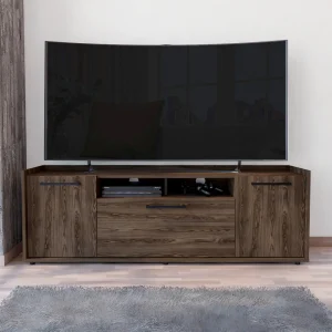 Tv Stand for TV´s up 55"Dext, One Cabinet, Double Door, Dark Walnut Finish - MadeInUSA
