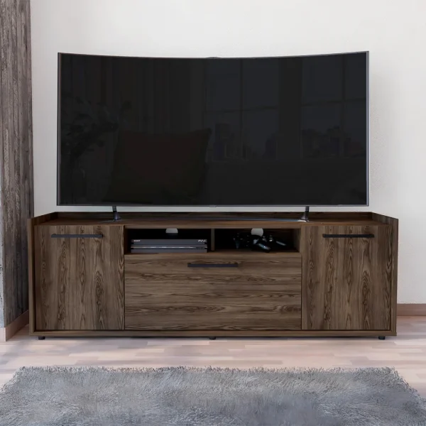 Tv Stand for TV´s up 55"Dext, One Cabinet, Double Door, Dark Walnut Finish - MadeInUSA