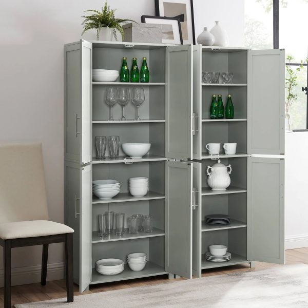 Crosley Furniture Savannah 2pc Pantry Set Gray - 2 Pantries - MadeInUSA - Image 3
