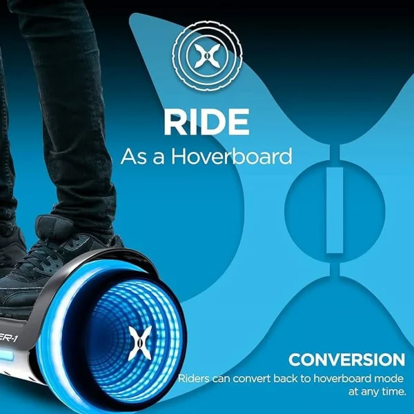 Hover-1 Turbo Hoverboard and Kart Combo, Infinity LED Wheels, Black - MadeInUSA - Image 3