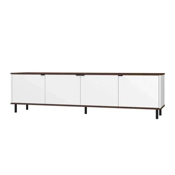 Mosholu 77.04 TV Stand with 4 Shelves in White and Nut Brown - MadeInUSA - Image 6