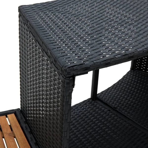 vidaXL Spa Surround Black Poly Rattan and Acacia Wood - MadeInUSA - Image 6