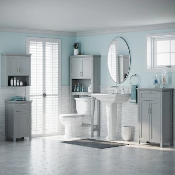 RiverRidge Somerset 22.81in W x 24.5in H x 7.88in D Gray Bathroom Wall Cabinet - MadeInUSA - Image 3