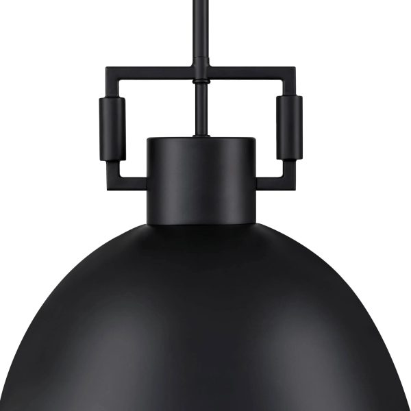 Nathan James Leigh Ceiling Hanging Pendant Light with Oversized Shade and Adjustable Cord - Black Metal - MadeInUSA - Image 3