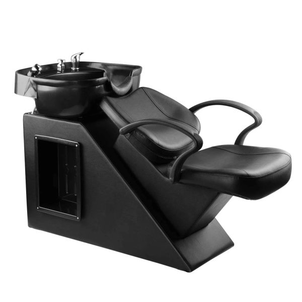 Ainfox Shampoo Barber Backwash Chair ABS Plastic Shampoo Bowl Sink Chair for Spa Beauty Salon (Black) - MadeInUSA