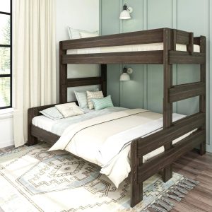 Max and Lily Farmhouse Twin XL Over Queen Bunk Bed - Barnwood Brown - MadeInUSA
