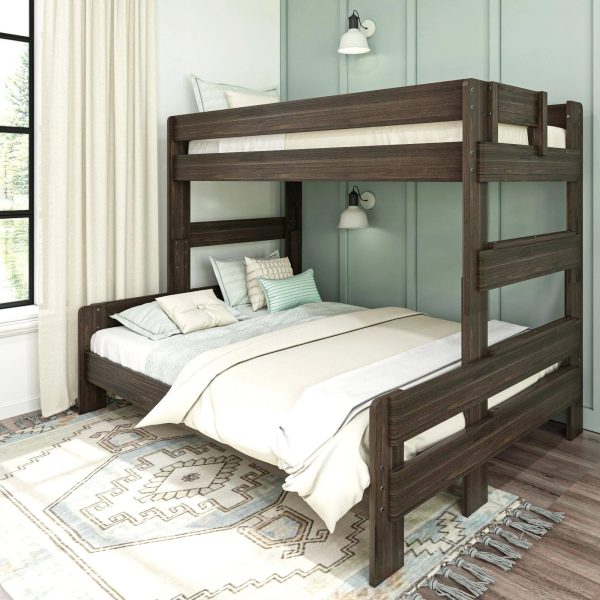 Max and Lily Farmhouse Twin XL Over Queen Bunk Bed - Barnwood Brown - MadeInUSA