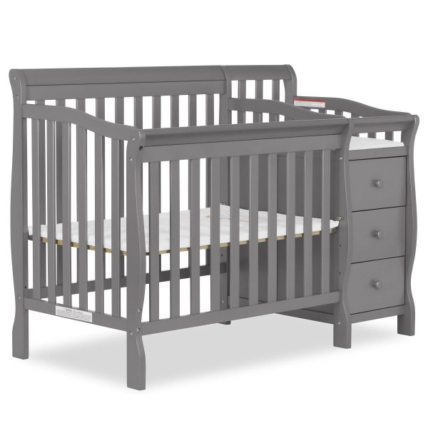 Dream On Me Jayden 4 in 1 Mini Convertible Crib and Changer Storm Grey - MadeInUSA
