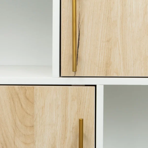 LANTRO JS Multi-purpose storage cabinet with display stand and door, entrance channel, modern buffet or kitchen sideboard, TV cabinet, white and oak - MadeInUSA - Image 8