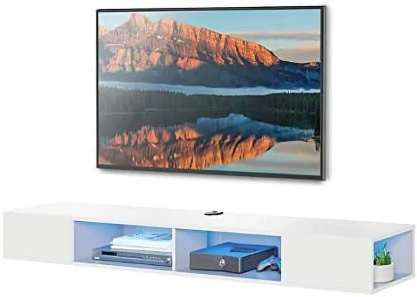 TQNLKGZ 70 inch Floating TV  for Under TV  Floating TV Stand for 75 TVs  Wall Mount Media Console TV Stand with  for Living Room Bedroom  Black - MadeInUSA - Image 8