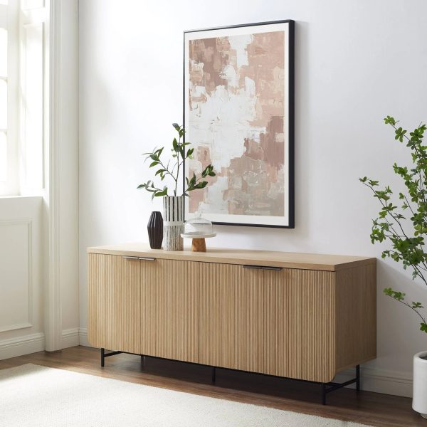 Modern 4 Door Reeded Sideboard Coastal Oak/Black - Saracina Home - MadeInUSA - Image 5