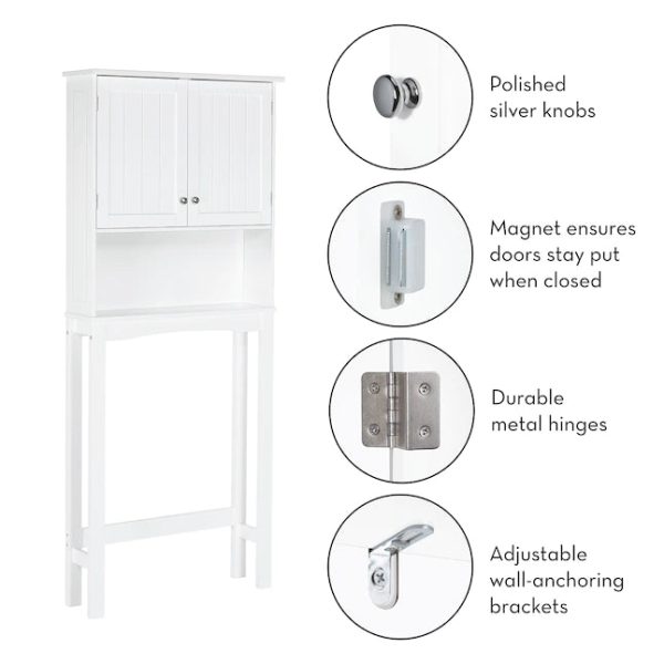 RiverRidge Ashland 27.44in W x 64.88in H x 7.81in D White OvertheToilet Storage - MadeInUSA - Image 3