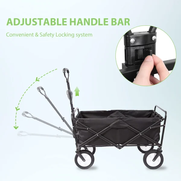 APOLLOLIFT 220lb Folding Wagon Utility Garden Cart for Outdoor Camping Black - MadeInUSA - Image 5