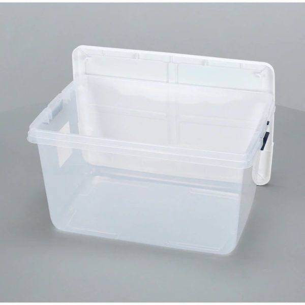 Hefty Medium 16.5Gallon 66Quart Clear Storage Container with White Lid Weatherproof Tote with Latching Lid - MadeInUSA - Image 9