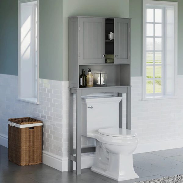 RiverRidge Ashland 27.44in W x 64.88in H x 7.81in D Gray OvertheToilet Storage - MadeInUSA - Image 2