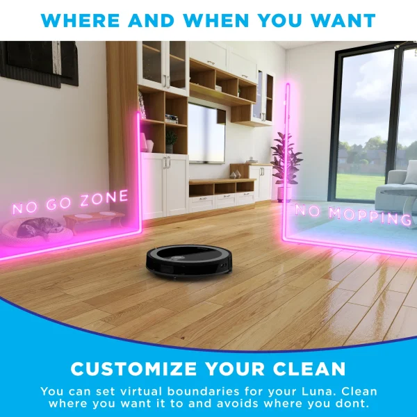 iHome AutoVac Luna 2-in-1 Front LIDAR Robot Vacuum and Vibrating Mop, Strong Suction - MadeInUSA - Image 6