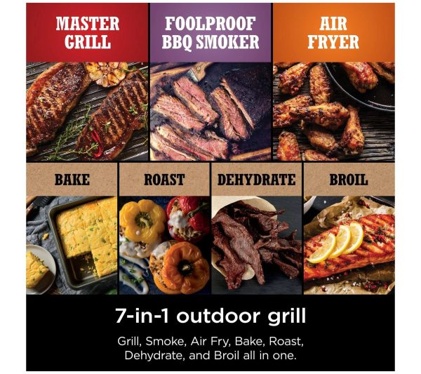 Ninja 7-in-1 Woodfire Electric Outdoor Grill &Air Fryer Grill ,Grey - MadeInUSA - Image 4