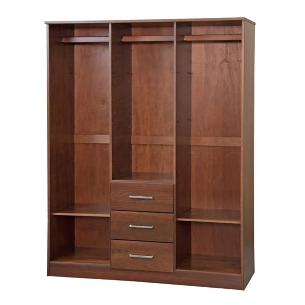 100% Solid Wood Cosmo 3-Door Wardrobe with Raised Panel Doors, Gray - Palace Imports 7115D - MadeInUSA - Image 6
