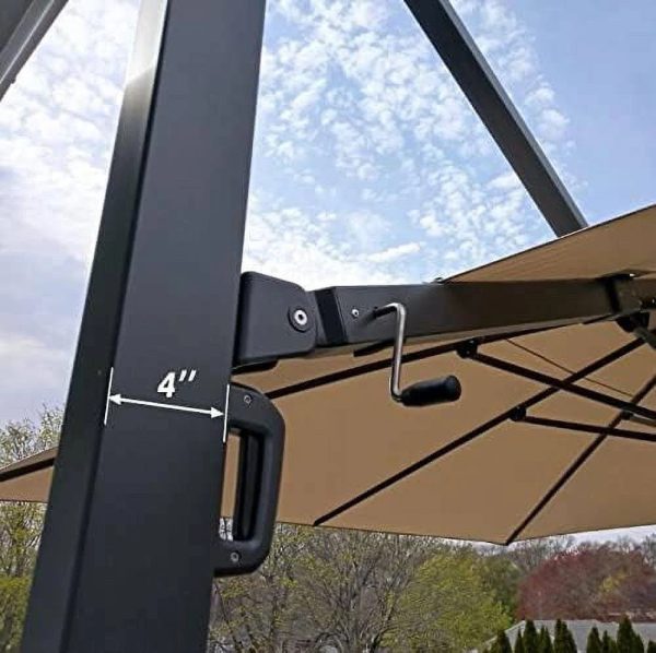 Purple Leaf 12 ft Square Patio Umbrella Large Outdoor Aluminum Umbrella Offset Umbrella with 360-Degree Rotation Cantilever for Garden Deck Backyard - MadeInUSA - Image 5