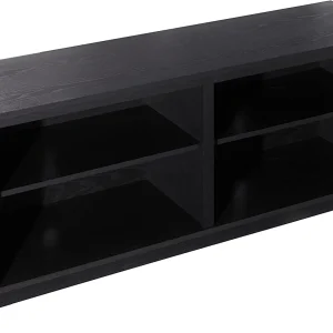 YILAN 58inch TV Stand Media Console for TV’s up to 65 Inches, Home Living Room Storage Console, Entertainment Center with 4 Open Storage Shelves, Modern TV Console Table (Black) - MadeInUSA