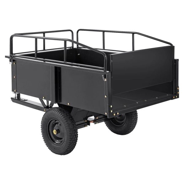 VEVOR Heavy Duty ATV Trailer Steel Dump Cart, 750-Pound 15 Cubic Feet, Garden Utility Trailer with Removable Sides for Riding L - MadeInUSA - Image 6