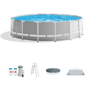Intex 15 Foot x 48 inch Prism Above Ground Swimming Pool Set & Ladder - MadeInUSA