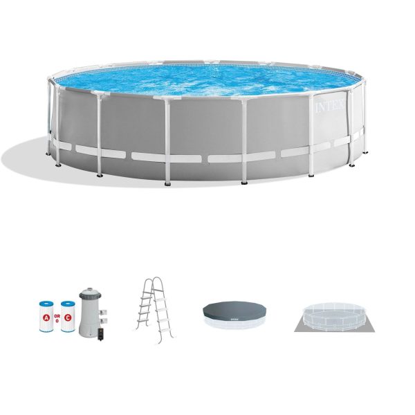 Intex 15 Foot x 48 inch Prism Above Ground Swimming Pool Set & Ladder - MadeInUSA