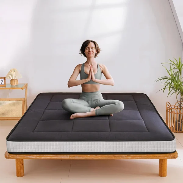 LILIUPENG 6 Extra Thick Floor Futon Mattress, Foldable Mattress Tatami Pad Floor Mattress for Adults Floor Bed Roll Up Mattress Guest Mattress, Black, Twin - MadeInUSA