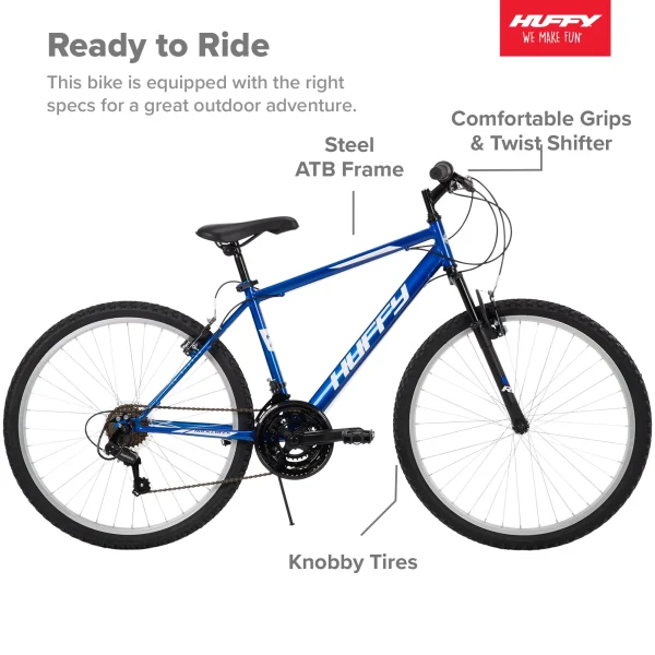 Huffy 26-inch Rock Creek Men's Mountain Bike, Ages 13 and Up, Blue - MadeInUSA - Image 3