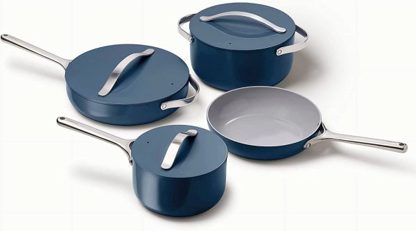 Caraway Nonstick Ceramic Cookware Set (12 Piece) Pots Pans Lids and Kitchen Storage - Non Toxic PTFE & PFOA Free - Oven Safe & Compatible with All - MadeInUSA - Image 5