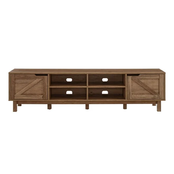Pemberly Row 70"Simple Wood Barndoor TV Stand in Rustic Oak - MadeInUSA - Image 2